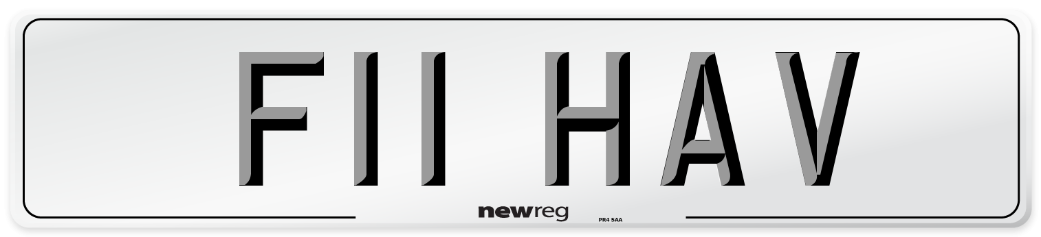 F11 HAV Number Plate from New Reg